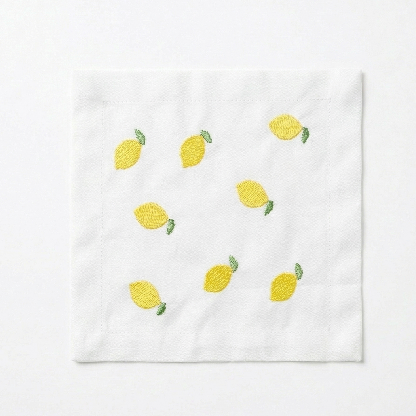 Embroidered Lemon Cocktail Napkins