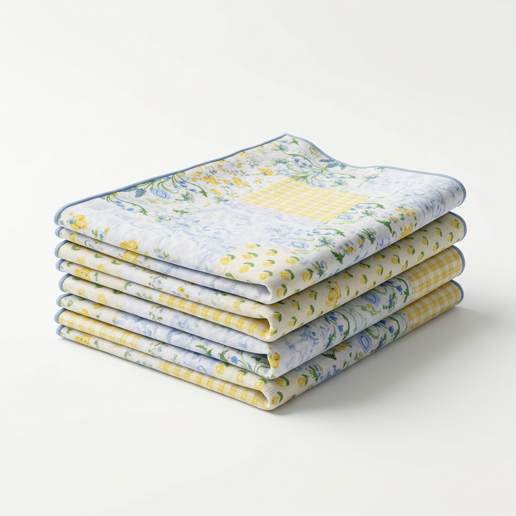 Blue and Yellow Floral Patchwork Dinner Napkins