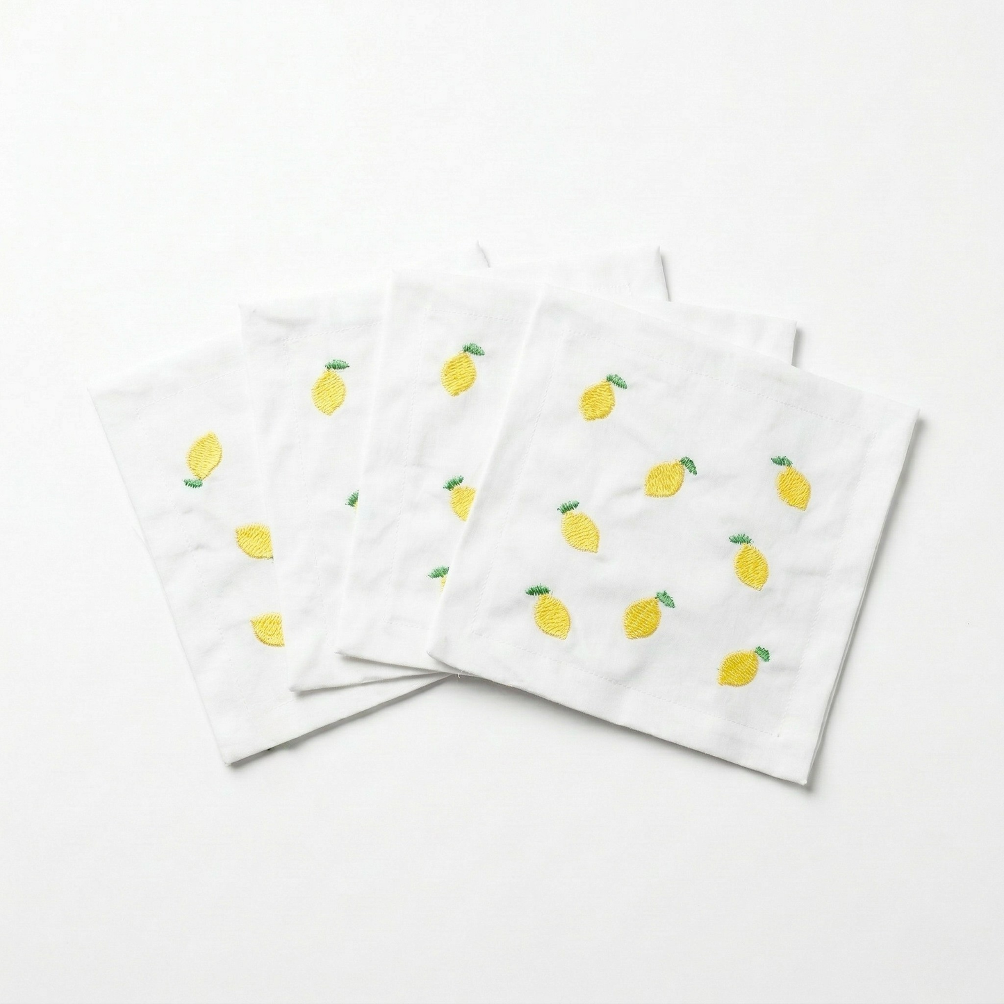 Embroidered Lemon Cocktail Napkins