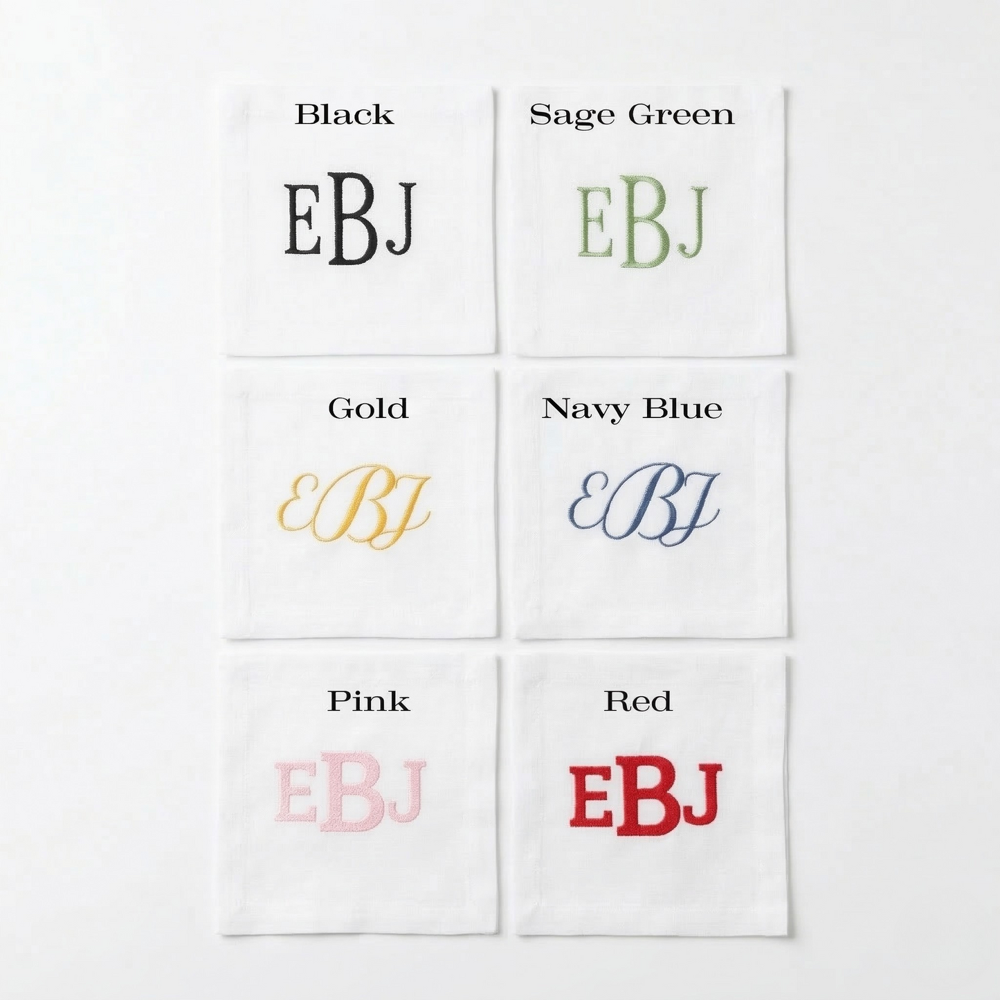 Custom Monogram Embroidered Cocktail Napkins