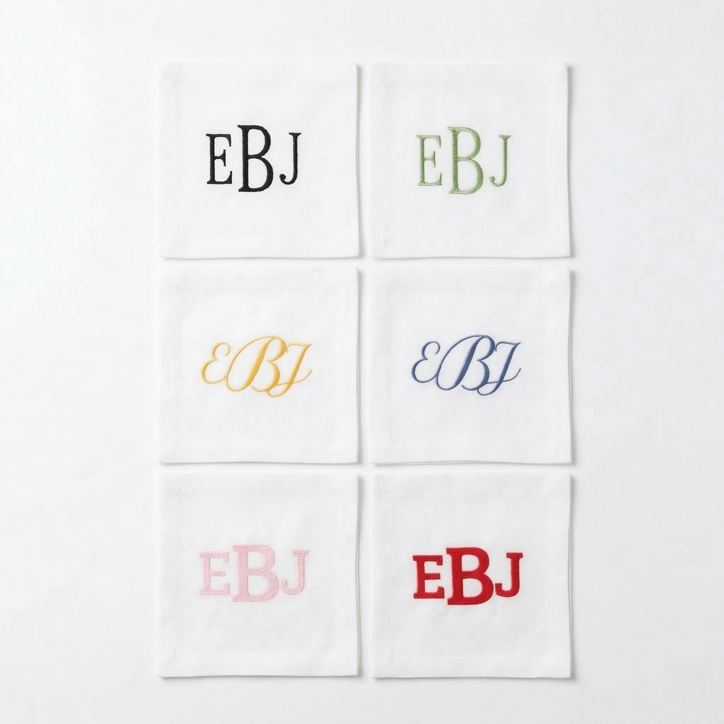 Custom Monogram Embroidered Cocktail Napkins