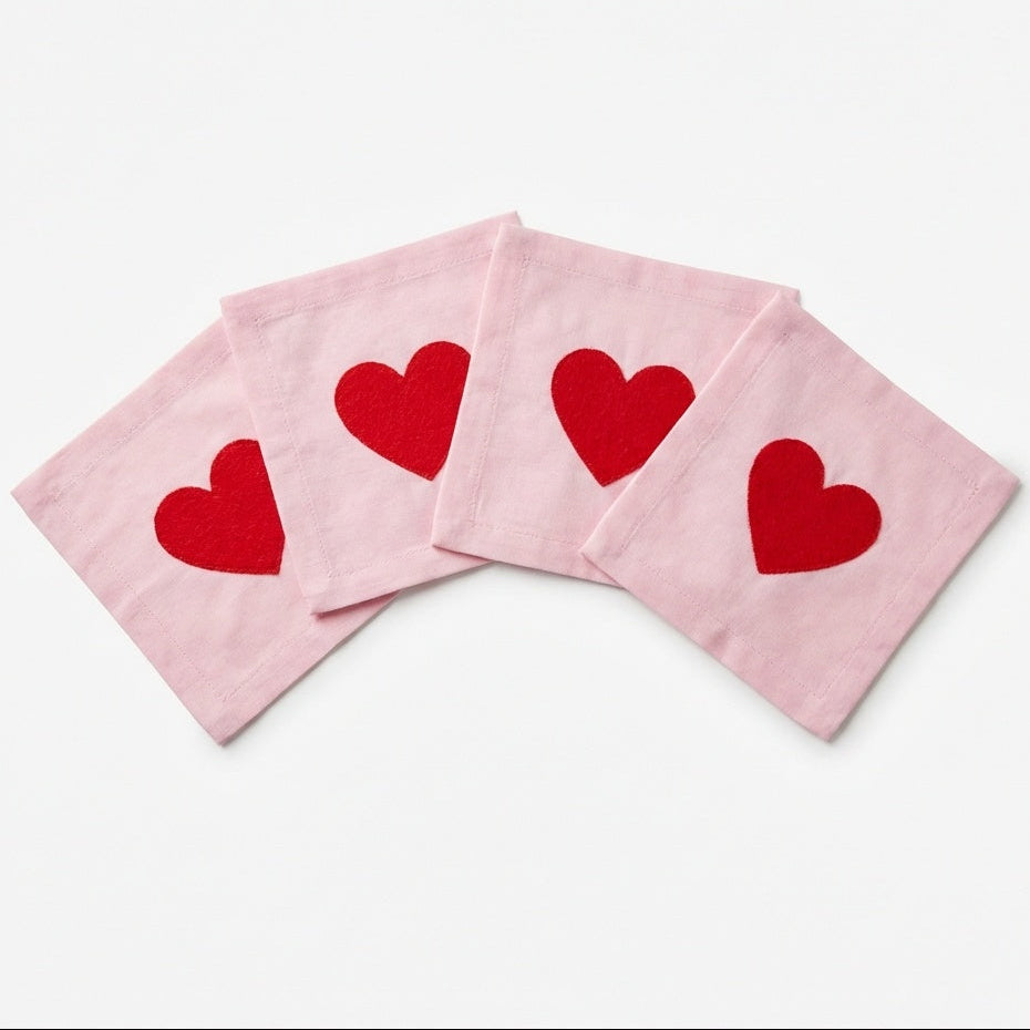 Red Heart Cocktail Napkin