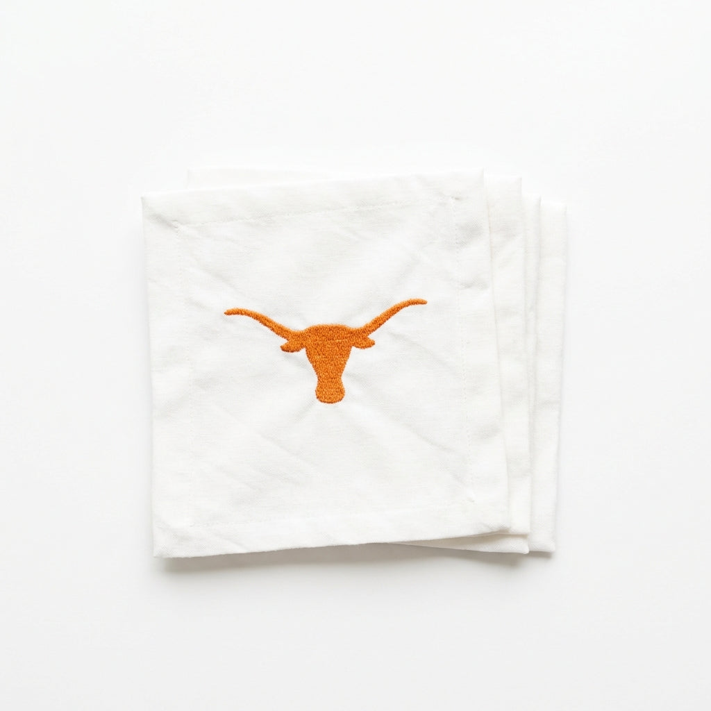 Embroidered Longhorn Cocktail Napkins