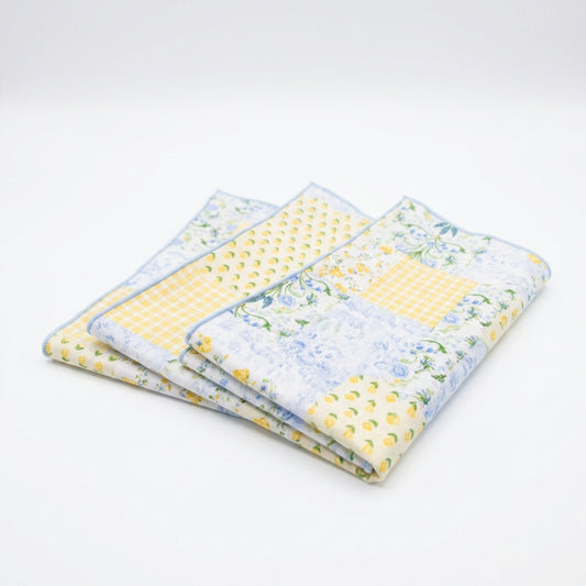 Blue and Yellow Floral Patchwork Dinner Napkins
