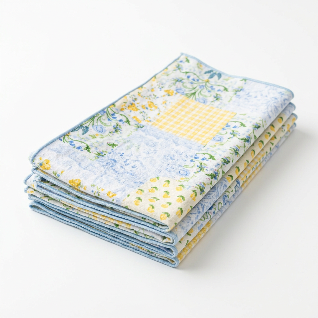 Blue and Yellow Floral Patchwork Dinner Napkins
