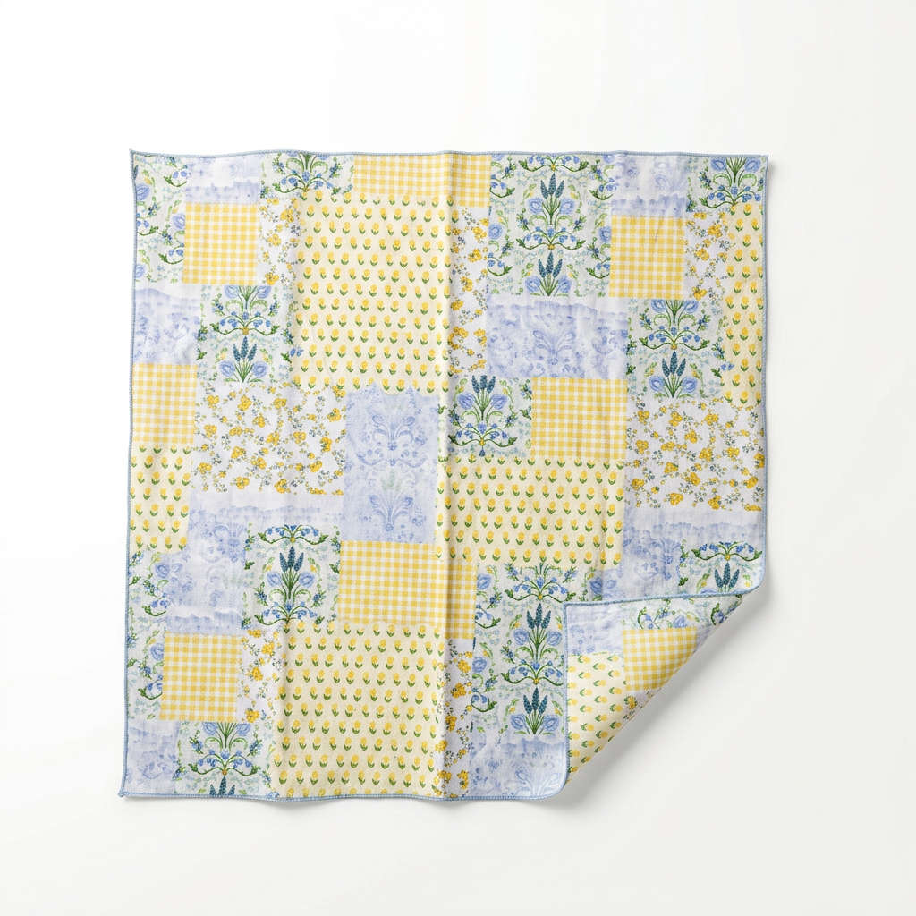 Blue and Yellow Floral Patchwork Dinner Napkins
