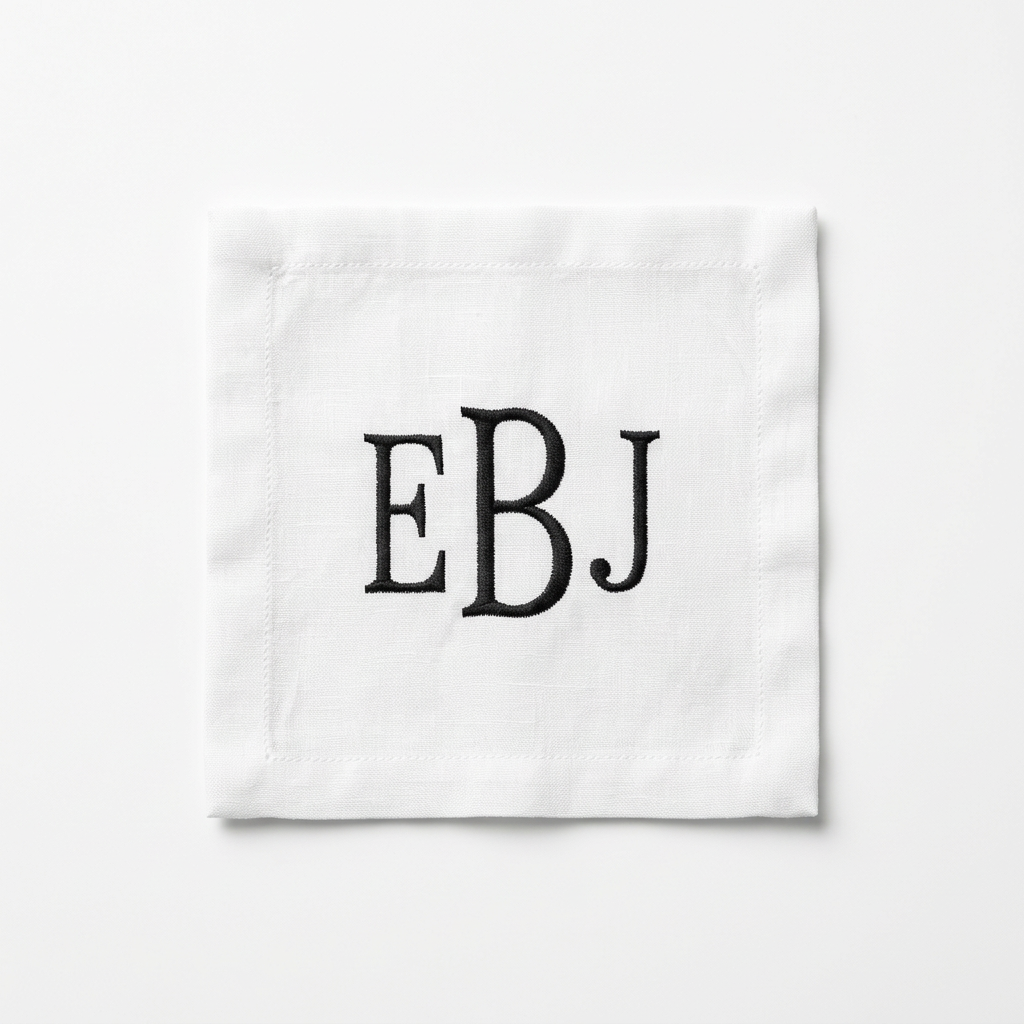 Custom Monogram Embroidered Cocktail Napkins