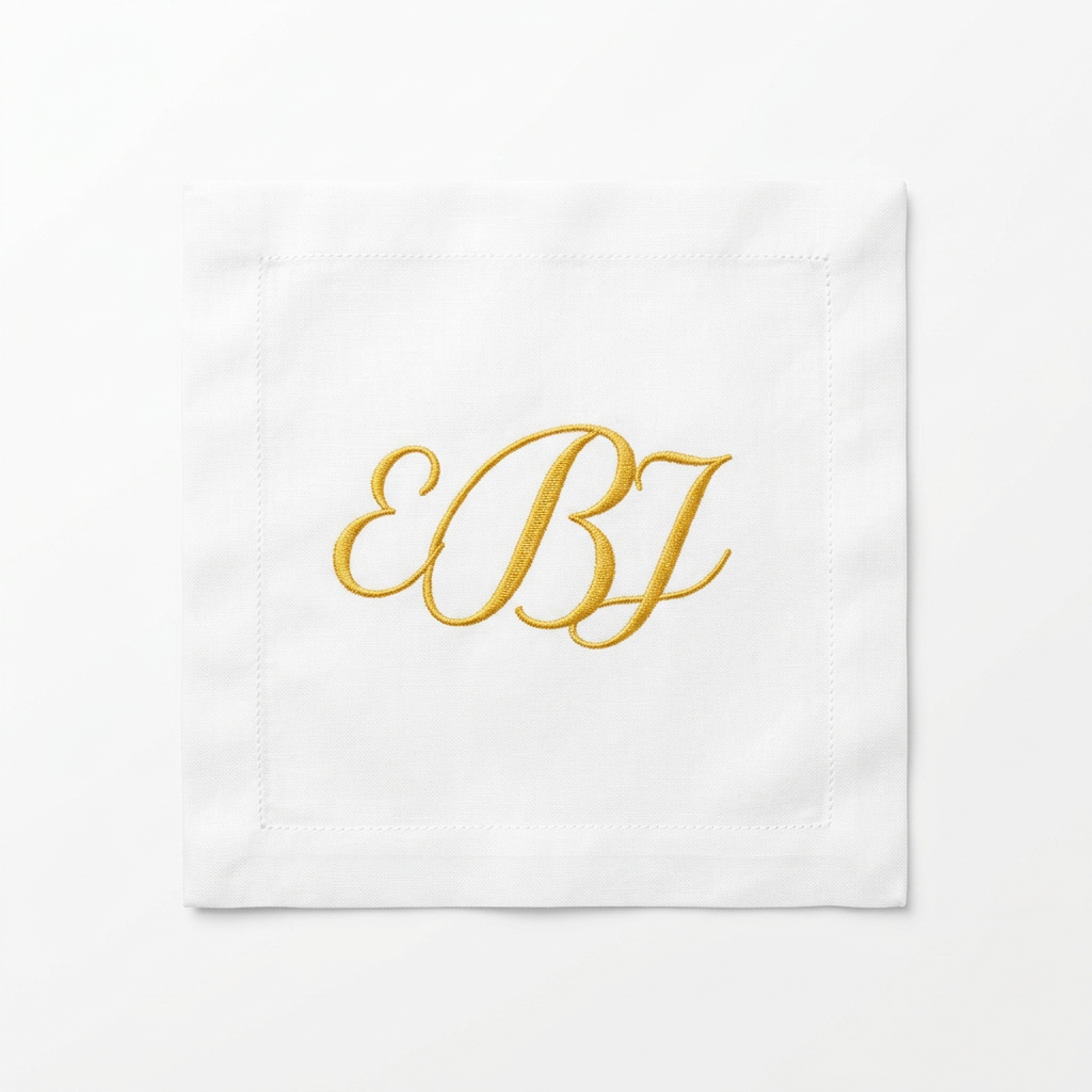 Custom Monogram Embroidered Cocktail Napkins