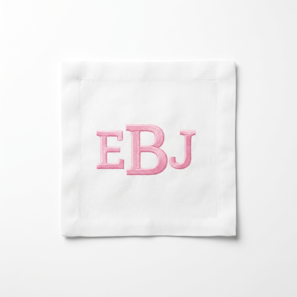 Custom Monogram Embroidered Cocktail Napkins