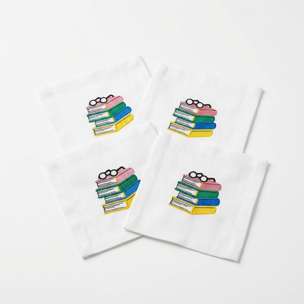 Stacked Books Cocktail Napkins